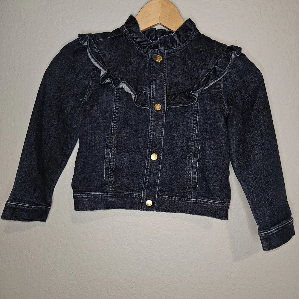 Jack Denim By Janie And Jack Girls 5-6 Youth Denim Jean Jacket Dark Blue